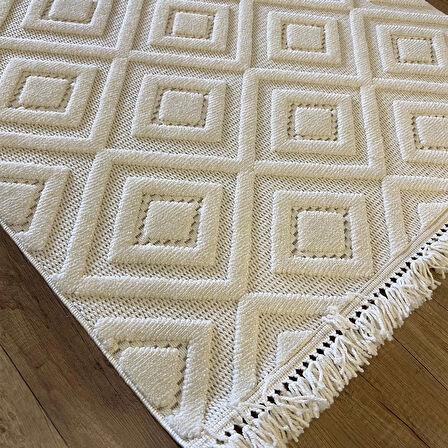 Hoom Rugs Design 1089 Krem Yumuşak Dokulu İskandinav Halı