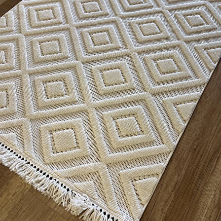 Hoom Rugs Design 1089 Krem Yumuşak Dokulu İskandinav Halı