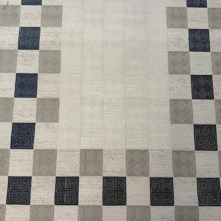 Hoom Rugs Gusto 1178A Mavi Krem Modern Halı Mikrofiber Polyester Hav Vermez Spor Saçaklı Halı