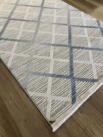 Hoom Rugs Moda 1097 Mavi Yün Tuşeli Akrilik Antibakteriyel Modern Halı