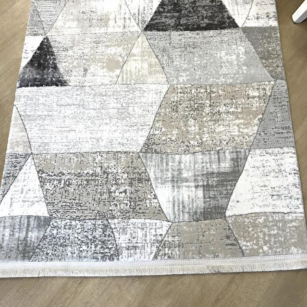 Hoom Rugs 1010 Gri Salon Makine Dokuma Yün Tuşeli Akrilik Halı