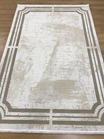 İpek Halı Sardes 6140 A Krem Çerçeveli Modern Salon Halısı