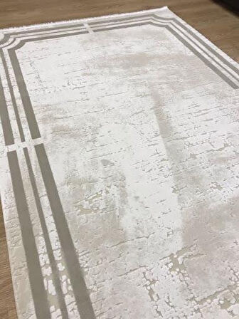 İpek Halı Sardes 6140 A Krem Çerçeveli Modern Salon Halısı