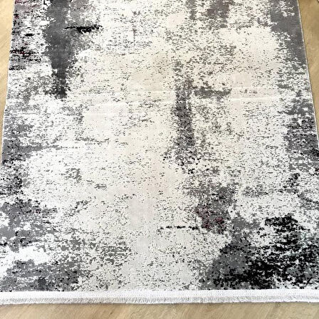Hoom Rugs Viscoo 1003 Kaymaz Taban Modern Makine Siyah Beyaz Halı