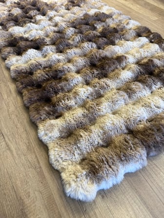 Hoom Rugs Rabbit 420 Multi Kahve Çift Renkli Peluş Halı