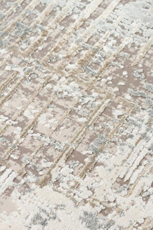 Hoom Rugs Franko FS 36 Cream Beige Viskon & Akrilik Yüksek Dokulu Modern Salon Halısı