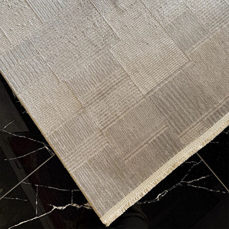 Hoom Rugs İpek 1134 Gri Akrilik Pamuk Taban Keçeleşmeyen Halı