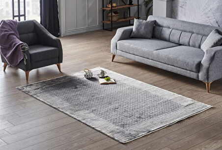 Hoom Rugs Bomonti MHL 01 Antrasit Gold Viskon & Akrilik Modern Salon Halısı