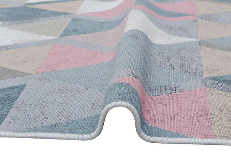 Hoom Rugs Samos SMS 10 Blue Pink Yıkanabilir Çift Taraflı Pamuk Kilim