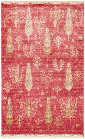 Hoom Rugs Nepal ZR 08 Bambu Viskon Kırmızı Sonbahar Uşak Desenli Halı