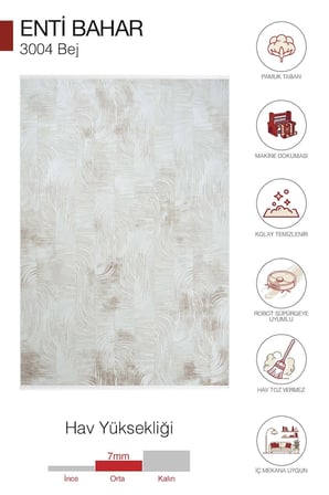 Hoom Rugs Bahar 3004 Bej Modern Desenli Akrilik Halı