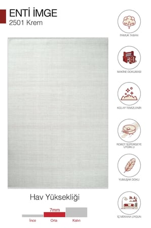 Hoom Rugs İmge 2501 Krem Sade Modern Akrilik Salon Halısı