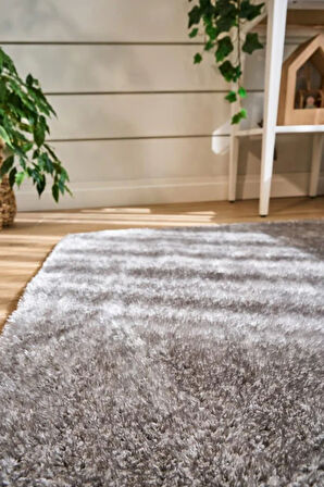 Apex Halı Gri Peluş Dokulu Kaydırmaz Dekoratif Halı