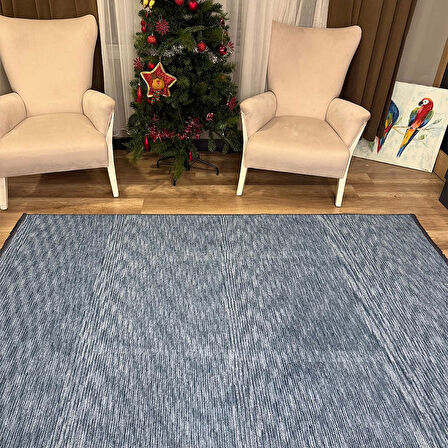 Hoom Rugs Kilim Mavi Kaymaz Tabanlı Yıkanabilir Düz Renk Kilim