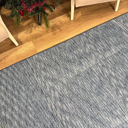 Hoom Rugs Kilim Mavi Kaymaz Tabanlı Yıkanabilir Düz Renk Kilim