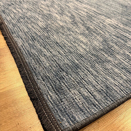 Hoom Rugs Kilim Mavi Kaymaz Tabanlı Yıkanabilir Düz Renk Kilim