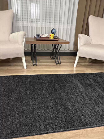 Hoom Rugs Liv 392 Antrasit Dekoratif Yıkanabilir Kilim