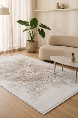 Hoom Rugs Vizyon 3504 Kahverengi Eskitme Desenli Akrilik Halı