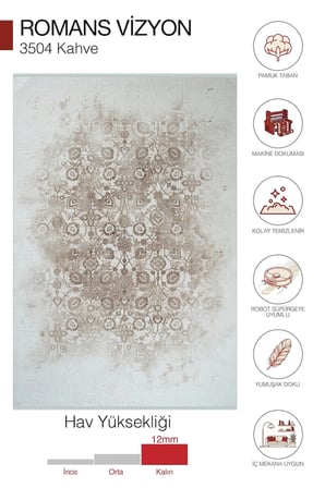 Hoom Rugs Vizyon 3504 Kahverengi Eskitme Desenli Akrilik Halı