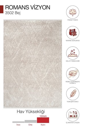 Hoom Rugs Vizyon 3502 Bej Modern Akrilik Halı