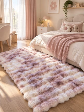 Hoom Rugs Rabbit 420 Multi Lila Çift Renkli Peluş Halı