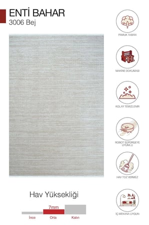 Hoom Rugs Bahar 3006 Bej Modern Akrilik Halı