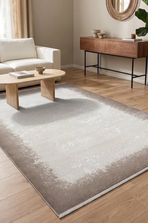 Hoom Rugs Vizyon 3505 Krem Kahverengi Çerçeveli Akrilik Halı