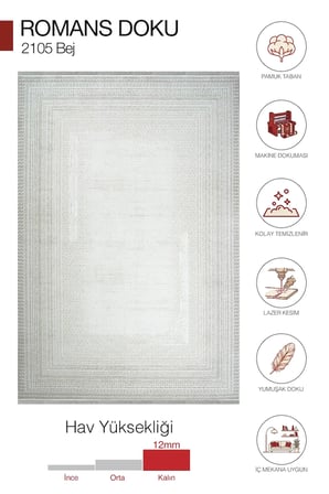 Hoom Rugs Doku 2105 Bej Modern Salon Halısı