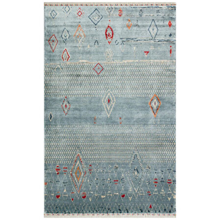 Hoom Rugs Nepal ZR 15 Yün Viskon Tensel Aqua Multy Otantik Modern Uşak Desenli Halı