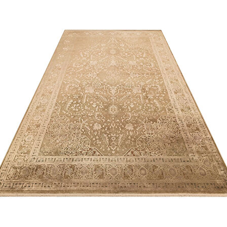 Hoom Rugs Babylon BBL 02 Rayon Viskon Eskitme Desenli Bronze Vintage Salon Halısı