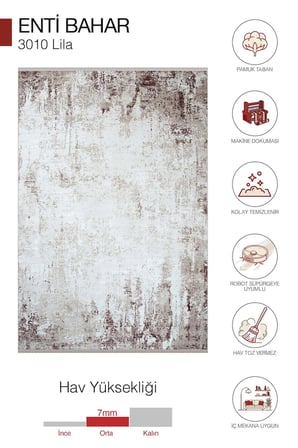 Hoom Rugs Bahar 3010 Lila Eskitme Desenli Akrilik Halı