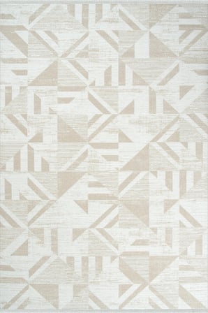 Hoom Rugs İmge 2506 Bej Geometrik Desenli Akrilik Salon Halısı