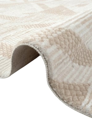 Hoom Rugs İmge 2506 Bej Geometrik Desenli Akrilik Salon Halısı