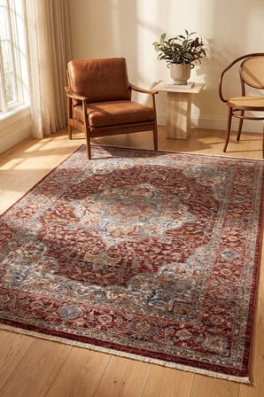 Hoom Rugs Otantik 2603 Kırmızı Vintage Desenli Salon Halısı