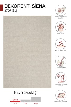 Hoom Rugs Siena 3707 Bej Sade Modern Sisal Halı
