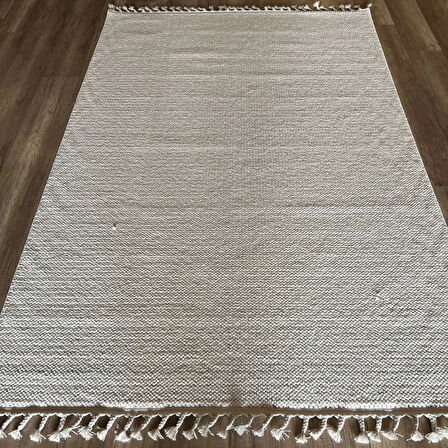 Hoom Rugs Loop Beyaz Spor Saçaklı İskandinav Halı