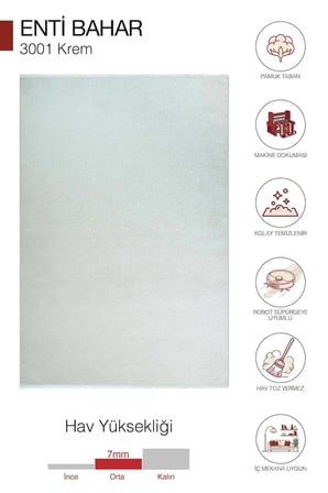 Hoom Rugs Bahar 3001 Krem Modern Akrilik Halı