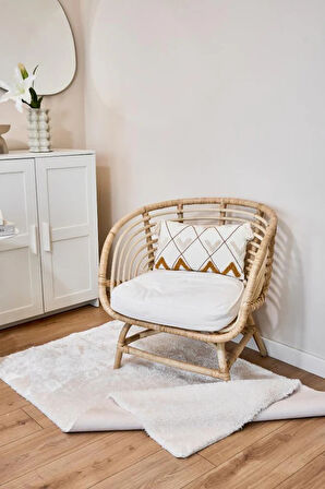 Apex Krem Peluş Dokulu Kaydırmaz Dekoratif Halı