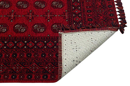Hoom Rugs Afgan AFG 04 Red Antibakteriyel Kaymaz Tabanlı Dekoratif Kilim