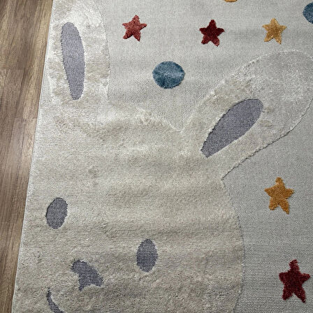 Hoom Rugs Kids Tavşan Desenli Antibakteriyel & Kolay Temizlenebilir Çocuk Halısı