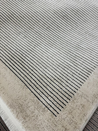 Hoom Rugs Elegant 10505 Krem Antrasit Bambu & Viskon 10 mm Hav Modern Salon Halısı