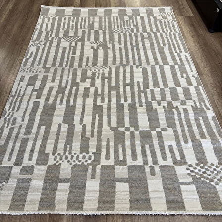 İpek Mekik Halı Dalida 3217 Krem Gri Modern Salon Halısı