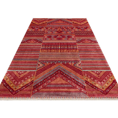 Hoom Rugs Nepal ZR 18 Yün Viskon Tensel Kırmızı Multy Otantik Uşak Desenli Halı