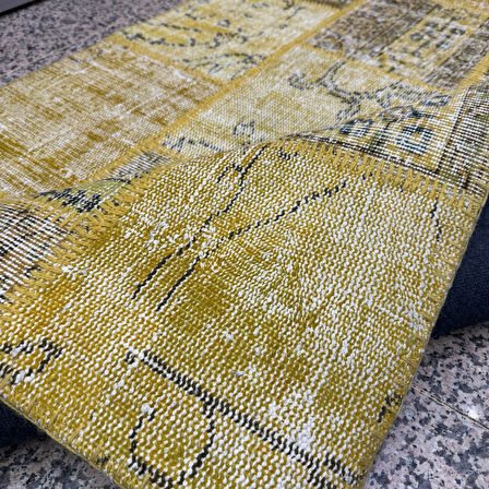 Hoom Rugs Antik Patchwork Sarı El Dokuma Kilim
