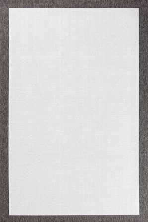 Hoom Rugs Lora 3203 Antrasit Çerçeveli Çizgili Pamuk Taban Hav Toz Vermez Sisal Halı