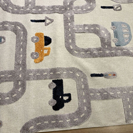 Hoom Rugs Kids Araba Desenli Antibakteriyel & Kolay Temizlenebilir Çocuk Halısı