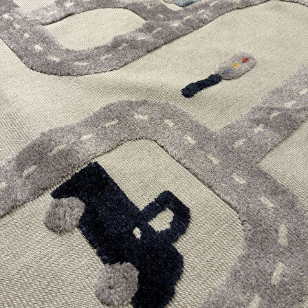 Hoom Rugs Kids Araba Desenli Antibakteriyel & Kolay Temizlenebilir Çocuk Halısı