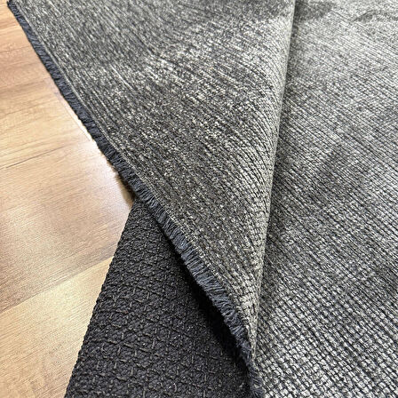 Hoom Rugs Kilim Antrasit Kaymaz Tabanlı Yıkanabilir Düz Renk Kilim