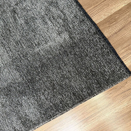 Hoom Rugs Kilim Antrasit Kaymaz Tabanlı Yıkanabilir Düz Renk Kilim