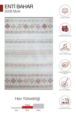 Hoom Rugs Bahar 3008 Multi Etnik Desenli Akrilik Halı